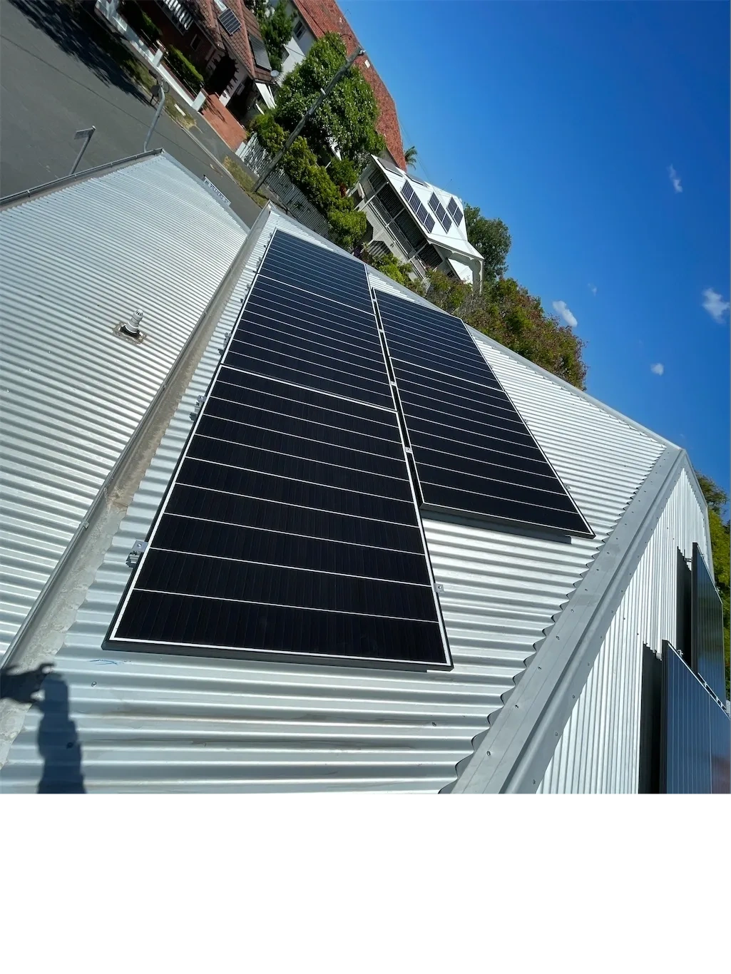 Solar panels on white roof
